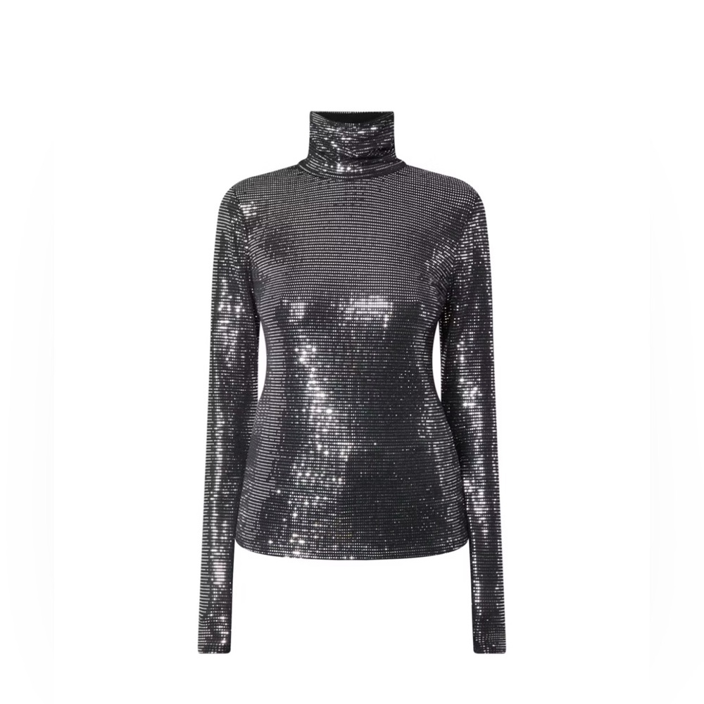 Essential Antwerp Eneck Embellished Turtleneck Top - Size Small